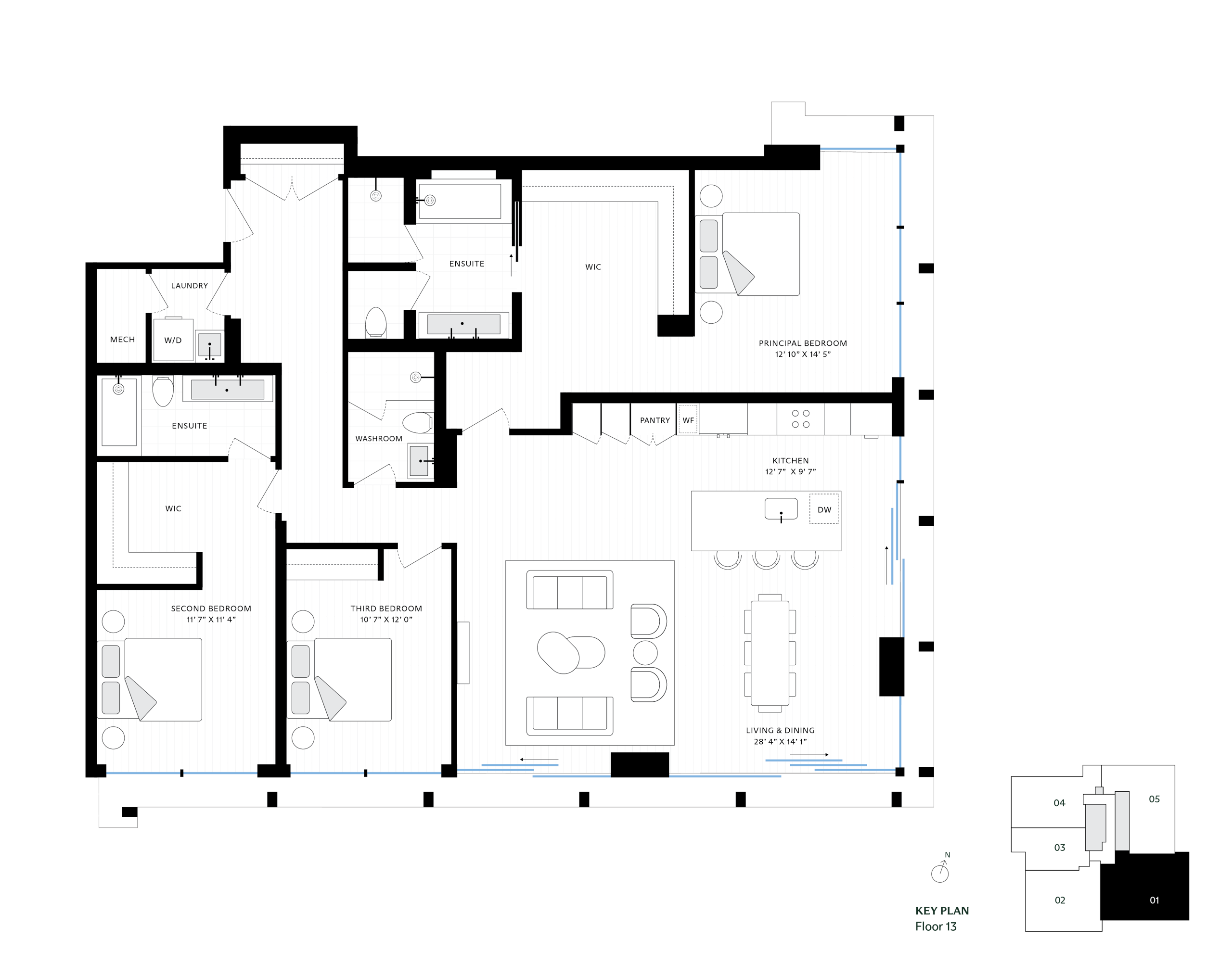 The James - Suite 1301 2,100 sq.ft with three bedrooms and three bath.